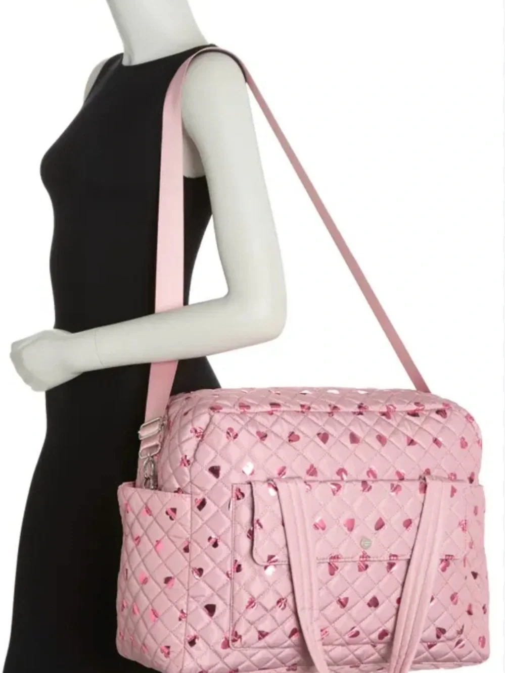 Madden Girl Weekend Bag Quilted Pink Heart-Accent Tote Bag NWOT